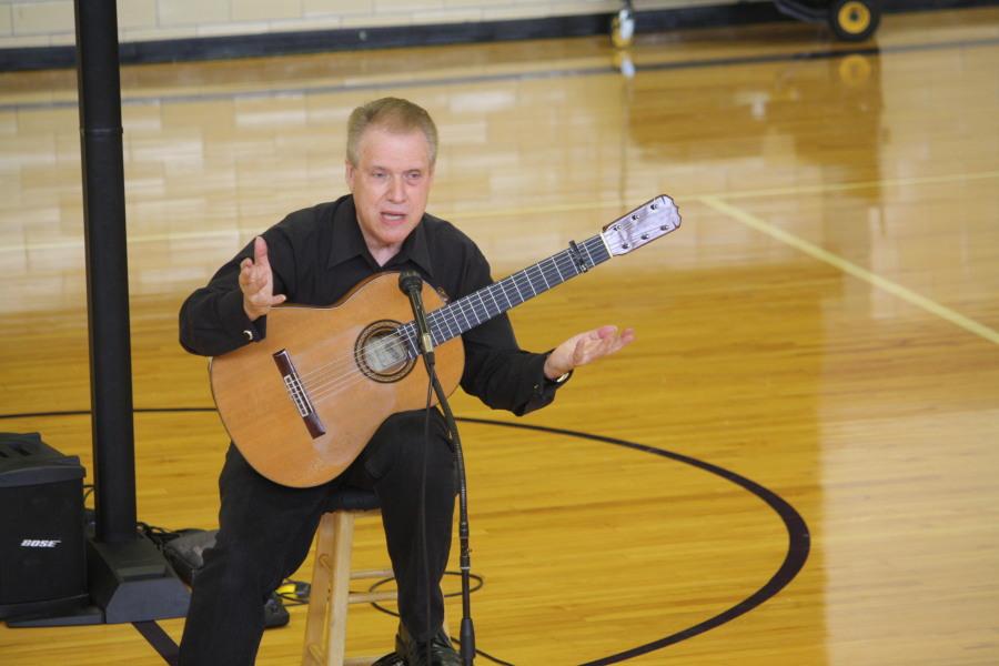 Flamenco+Guitarist+Ronald+Radford+performs+for+the+5th+grade+and+Spanish+Classes.