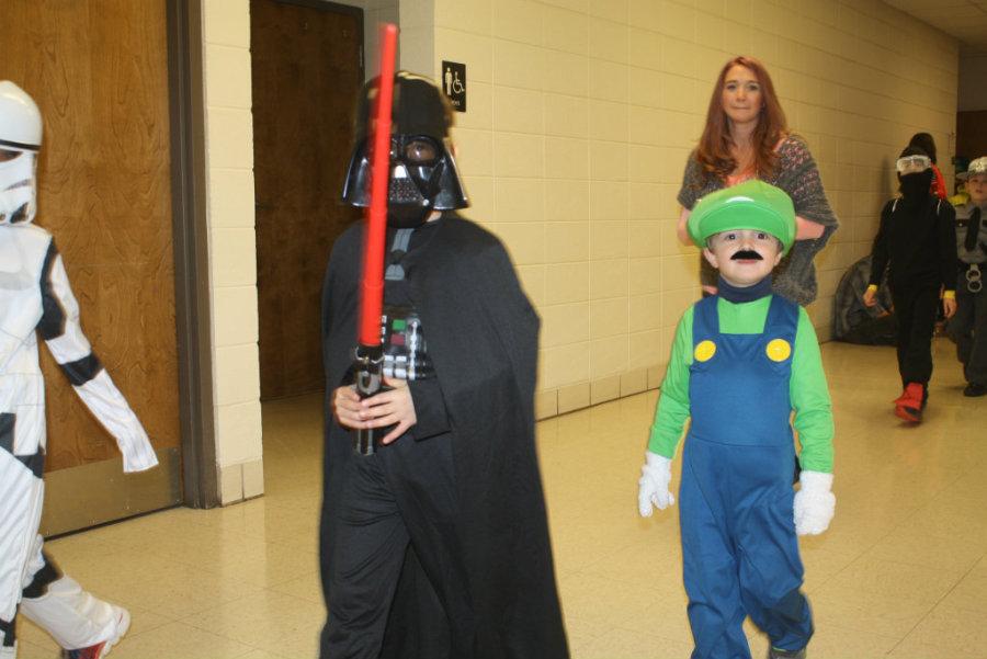 Elementary students showed off their costumes through the halls of the high school. 