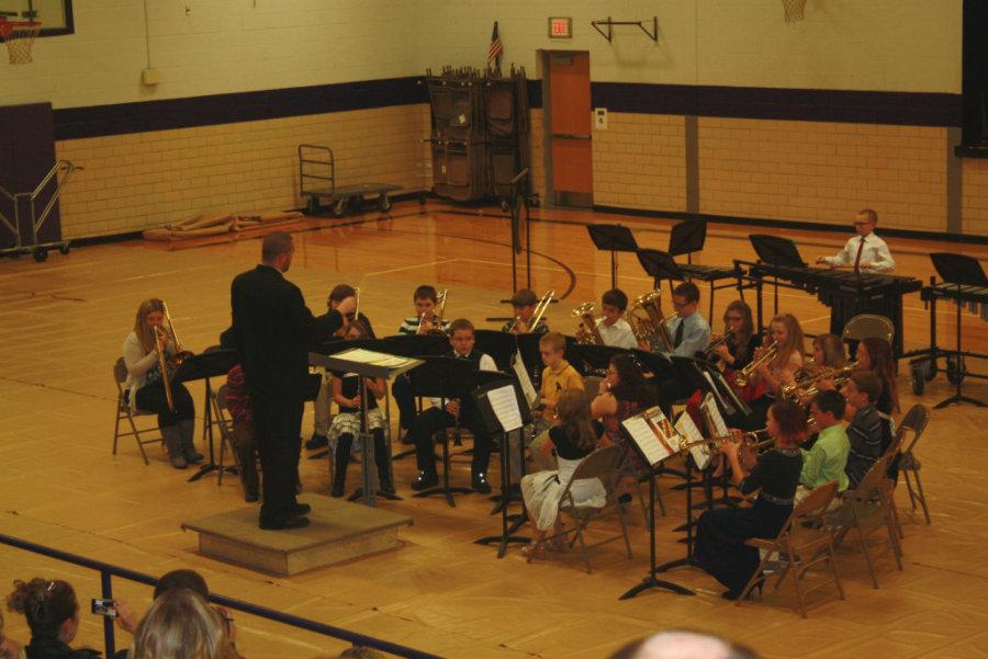 The band performs in the Middle School Gym