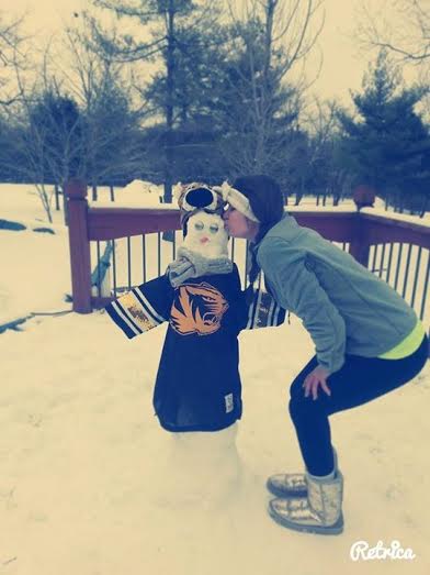 Hannah Faulk enjoyed building a snowman on her 10 day vacation.