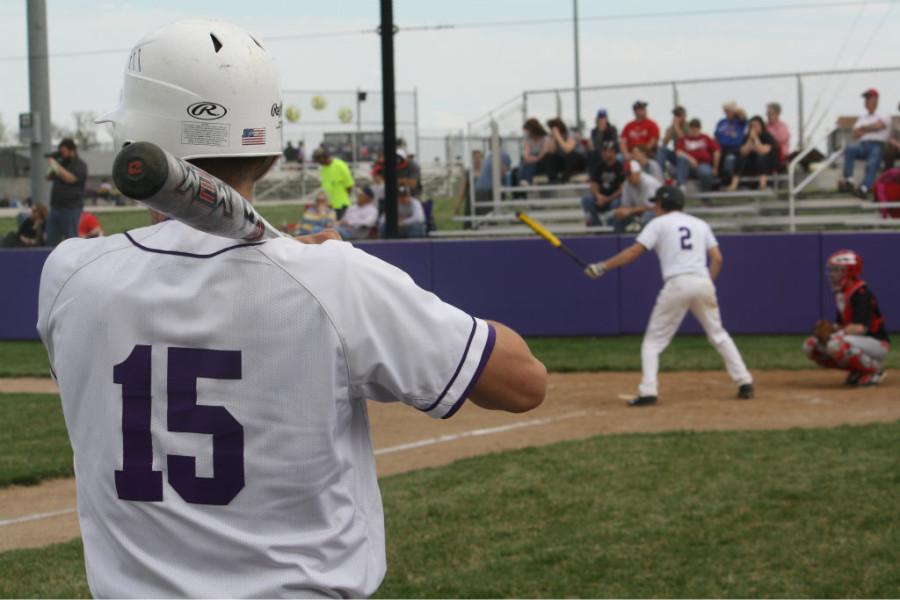 Senior Dalton Thompson stands in the batters box in a game last year. 