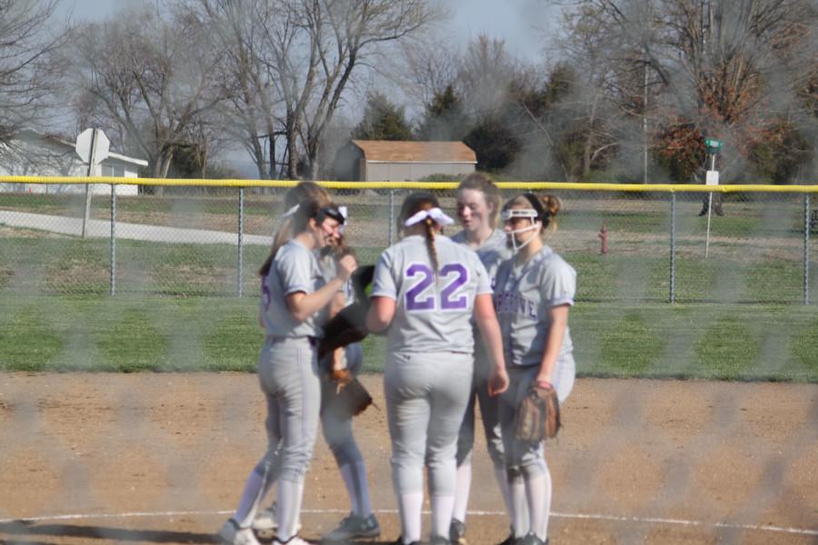 Lady eagles huddle up before taking the field