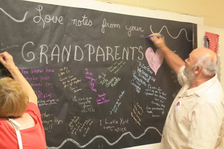 Grandparents are encouraged to sign the board with a note. PHOTO BY NEWSPAPER STAFF