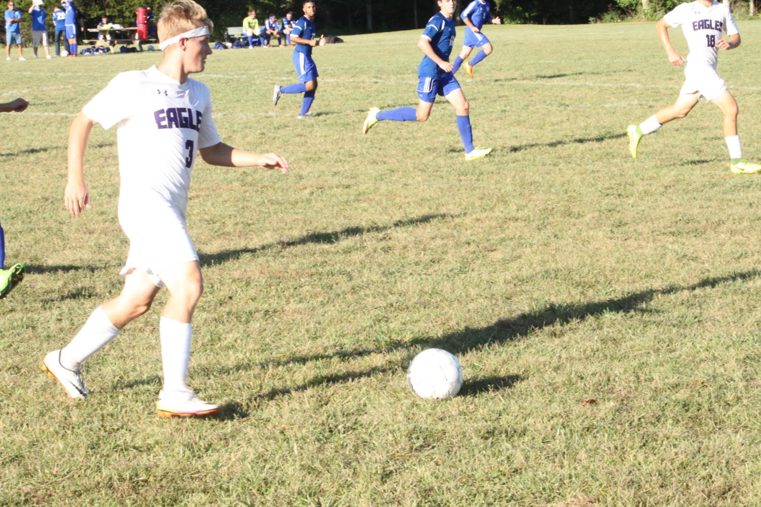 Garret Potter dribbles the ball