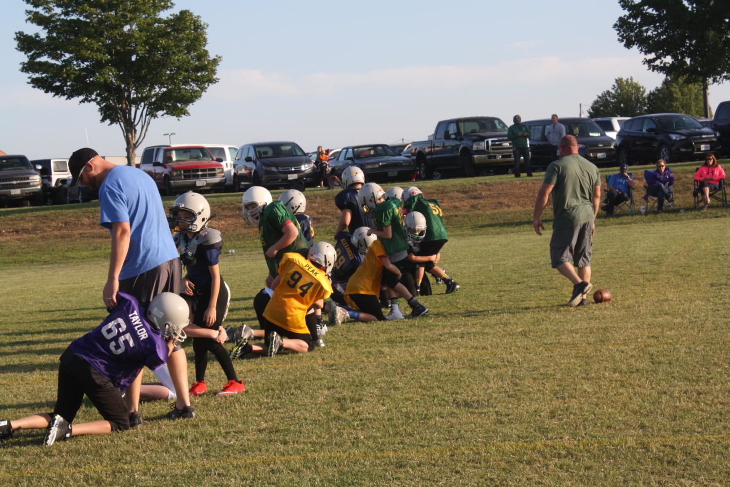 Mighty Mites practices for the first time this year