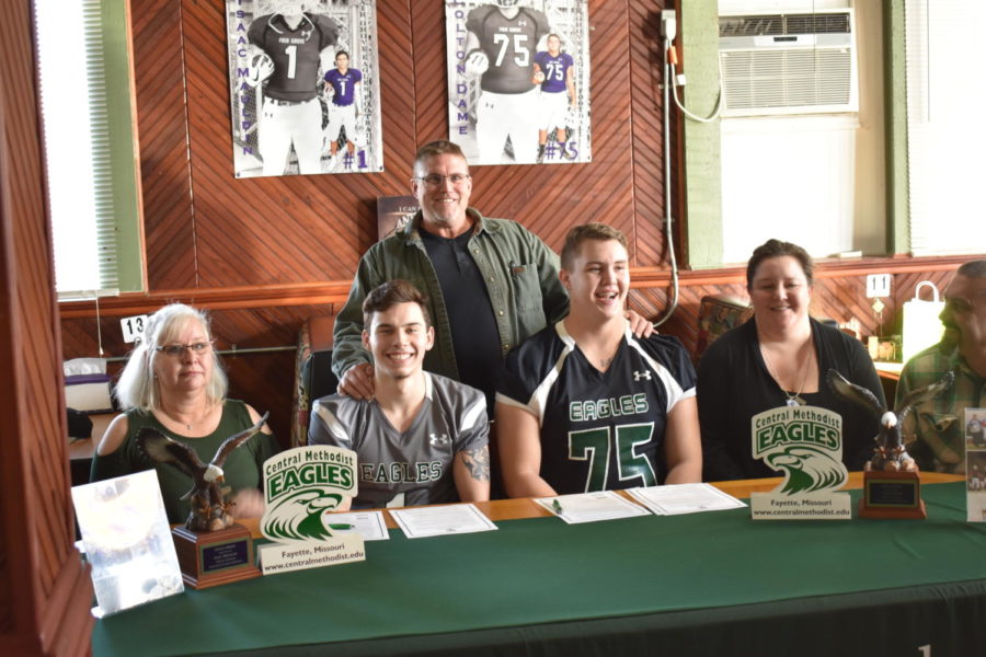 Seniors Colton Dame and Isaac Mauldin sign to play football for Central Methodist University