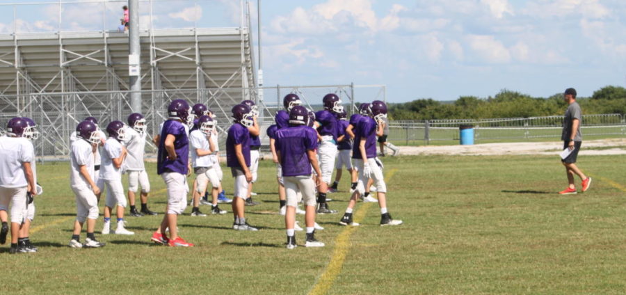 MS football team at practice