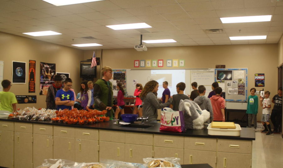 Middle School students enjoy the cake walk at the Haunted Harvest