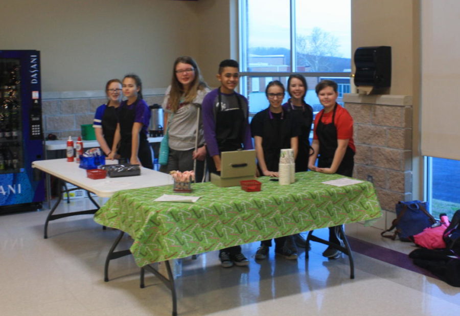 Middle school students work coffee shop for Character Council