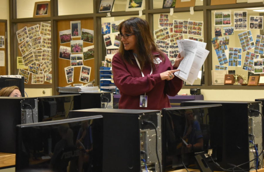 Sandra Robinson teaches during a class.