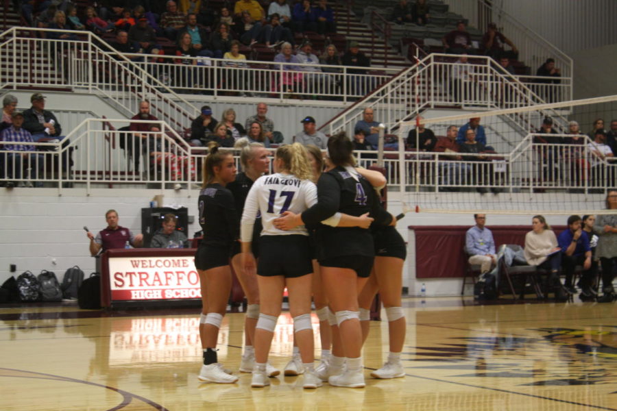 Fair Groves Volleyball team getting ready to play