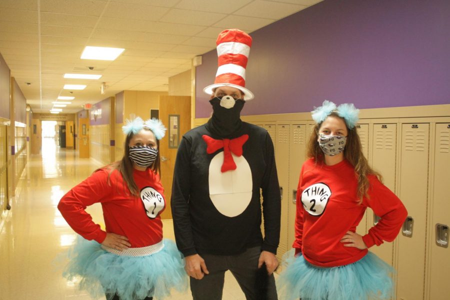 Nikki Kisling, Michael VanCleave, and Susanne Feldman participating in Red Ribbon Week during the 2020-2021 school year.