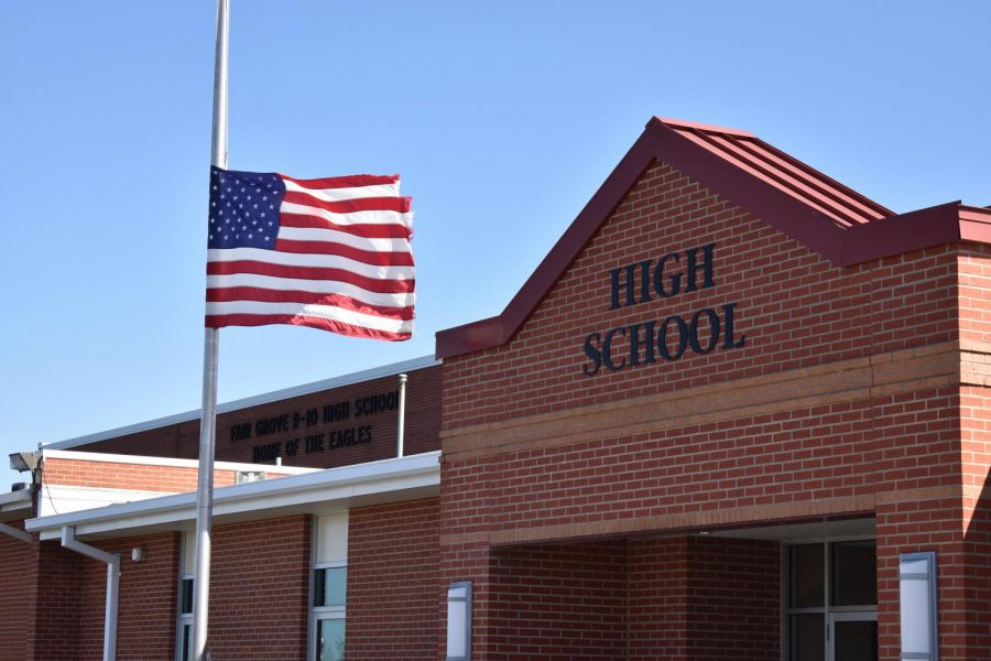 The entrance of Fair Grove High School.