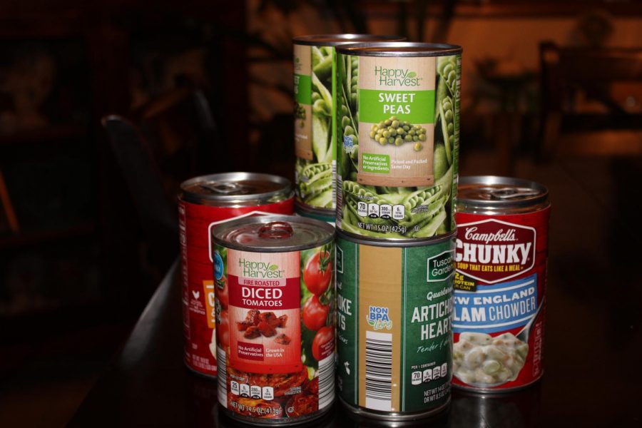 Non-perishable canned foods that can be donated to Heart2Heart.