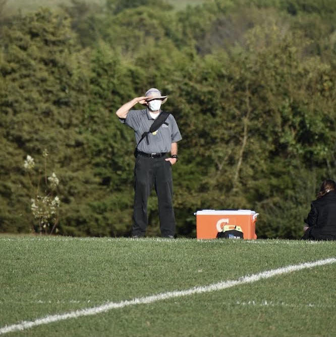 Charles Bower watching Fair Grove vs. Marshfield boys soccer game on 10/7/21.