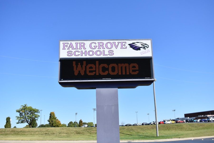 Fair Grove Schools digital sign welcoming students.