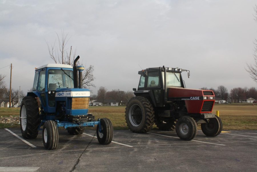 Two Fair Grove students tractors on Drive Your Tractor to School Day.
