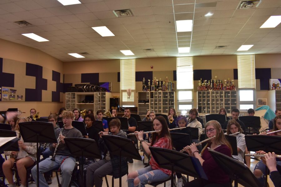 The High School Concert Band during rehearsal (photo provided by Stephanie Dunham).