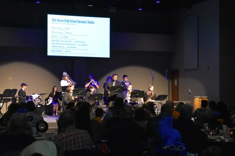 Calvin Zuch (12) playing a solo at Evening of Jazz on 3/26/22 (photo provided by Stephanie Dunham).