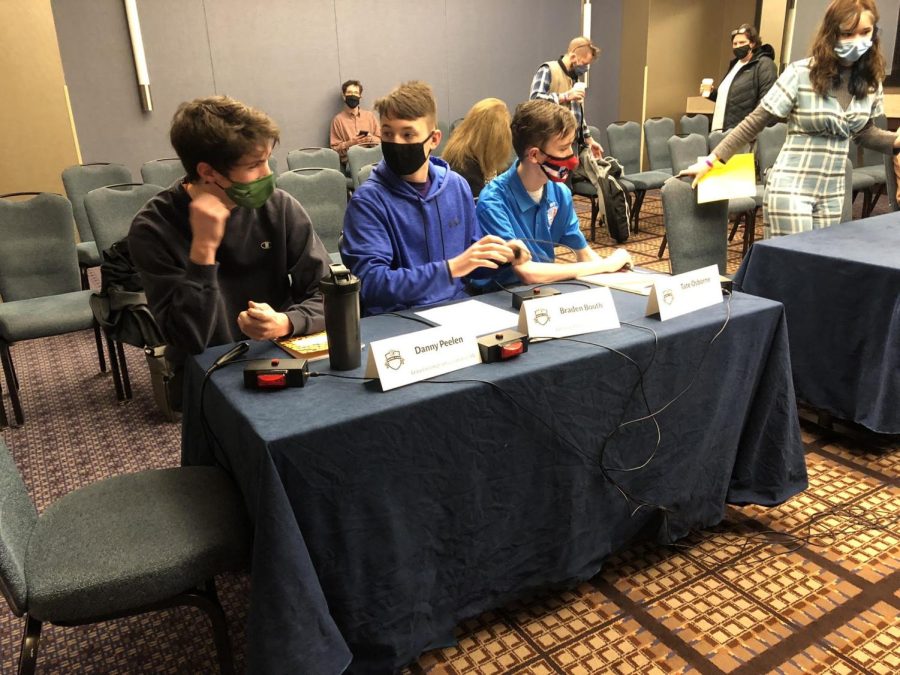 Braden Booth competing at the Scholar Bowl Individual National Tournament (photo provided by Mrs. Wahlquist).