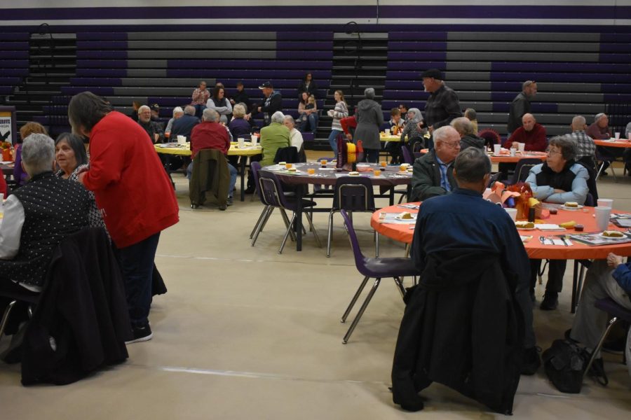 Fair Groves senior citizens enjoy their meals at the annual Senior Citizens Luncheon. (photo taken by Baily Carll)
