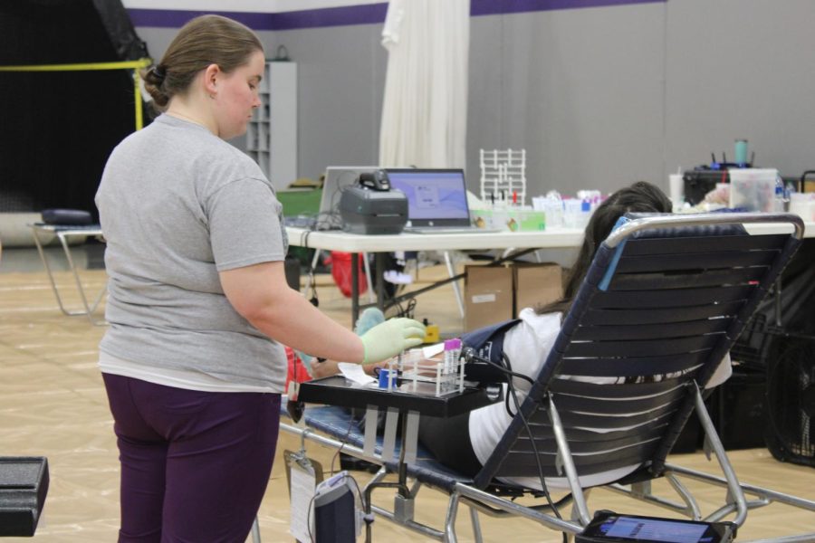 Member of the Community giving blood at the Blood Drive. (photo taken by Brooklyn Williams )
