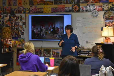Mrs. Johnson teaching her Government class. (picture taken by Jena Scaletty)