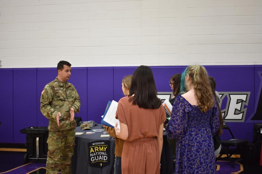 The Army National Guard booth on career day, hosted by Sargent Cloud.