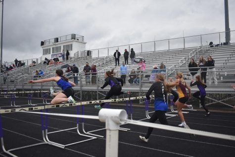 Hurdle event at the Fair Grove Home Track meet. (photo taken by Piper Logan)
