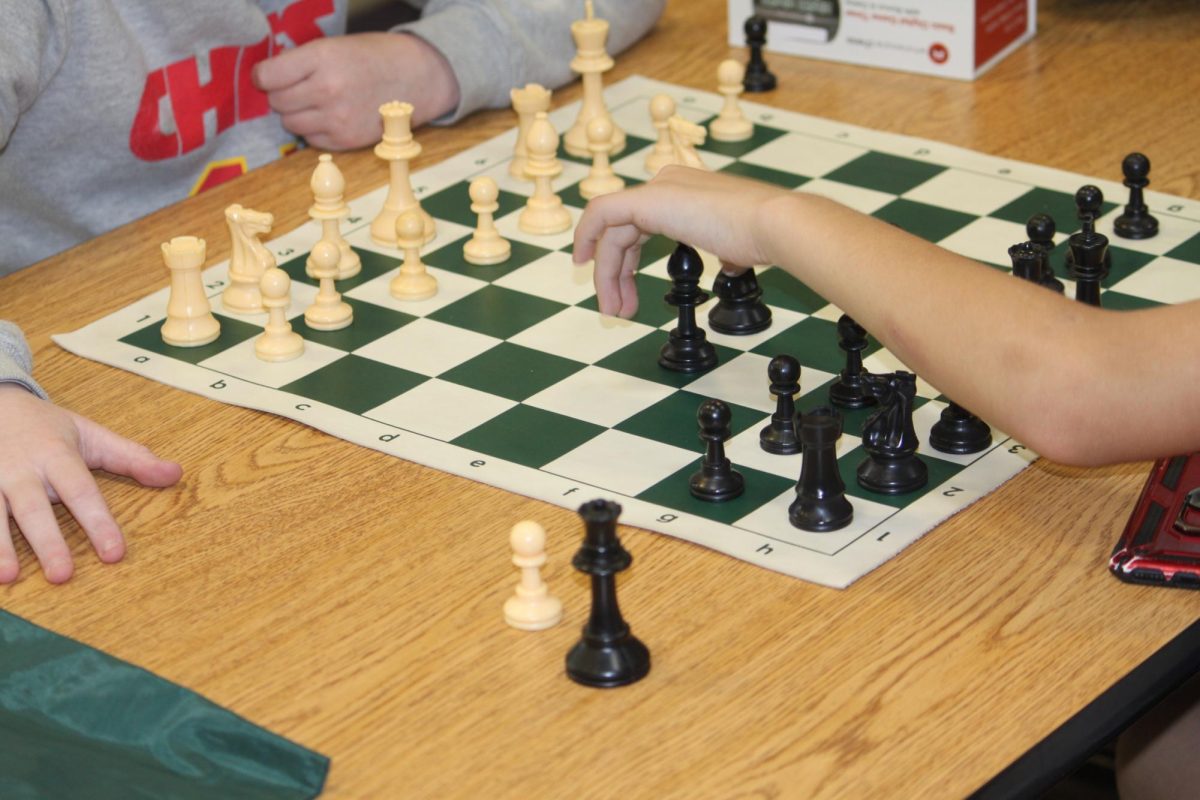 Chess match taking place during Chess Club at Fair Grove. (photo provided by FGS News)