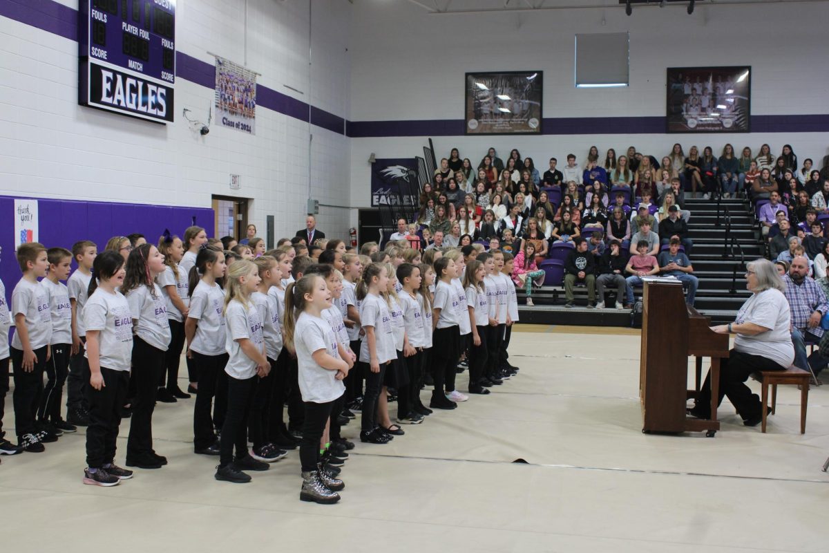 Cindy Sparks and the Singing Eagles at the Veterans Day assembly on 11/10/23.