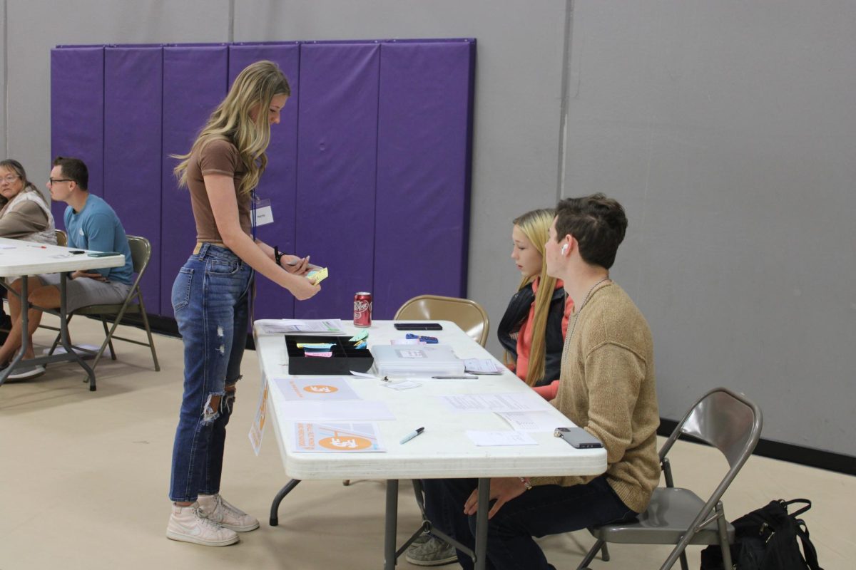 Current eighth grader, Maryah Wisely, pictured here at the R.E.A.L. Simulation with Olivia Ackles (10), and Luke Engel (11), will join the high school ranks next year.