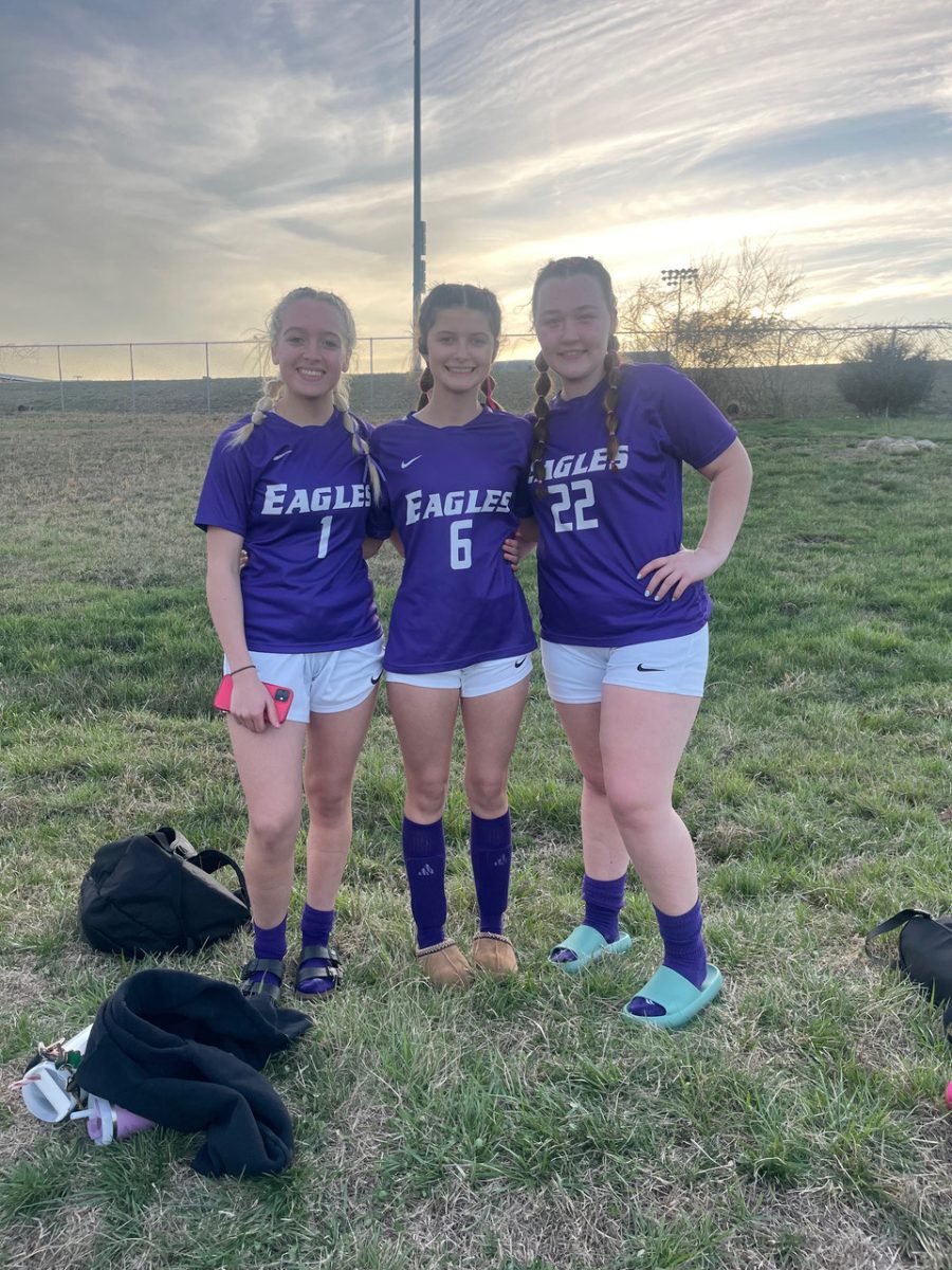 Lizzie Taylor, Avery Austin, and Sophia Brumfeild after a soccer game during Spring Break.