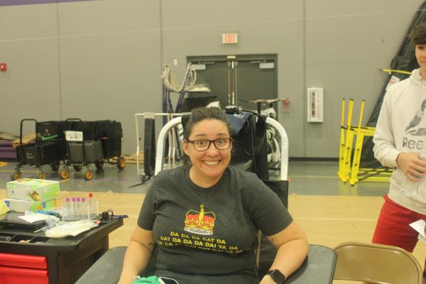 Amy Johnson donating blood at the annual FBLA Spring Blood Drive.