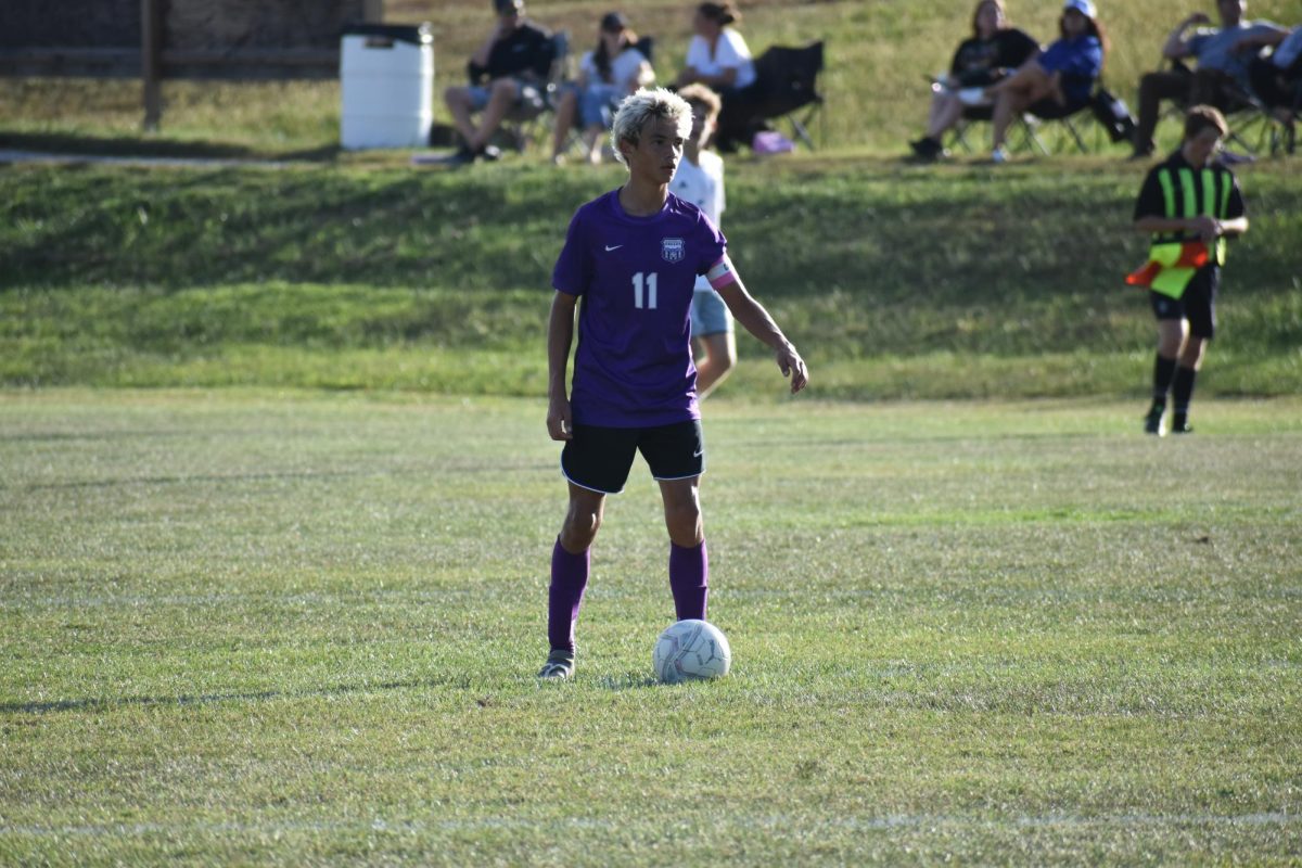 Jacob Shurtz competing in the home soccer game against Hillcrest, on September 16th. 