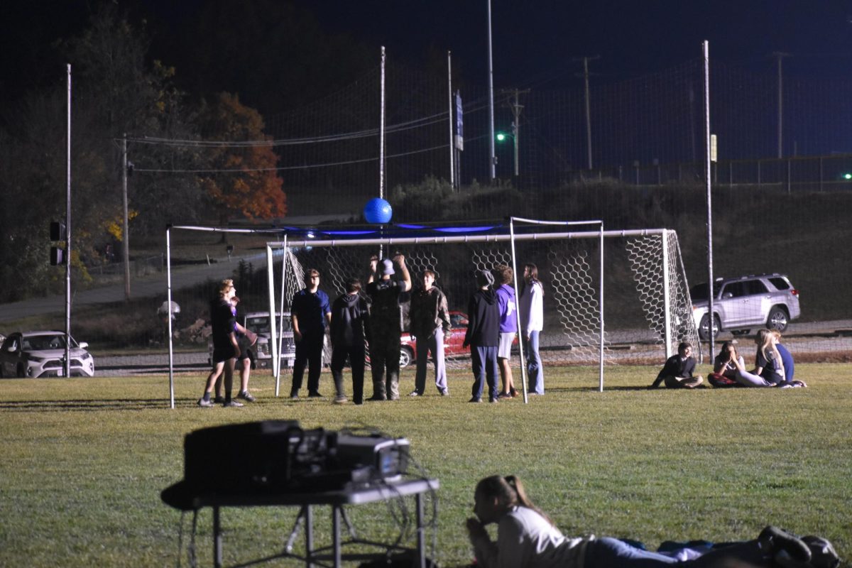 Students playing nine square at the SADD kickoff event on October 25th. 
Foreground: Carley Lepold (11)