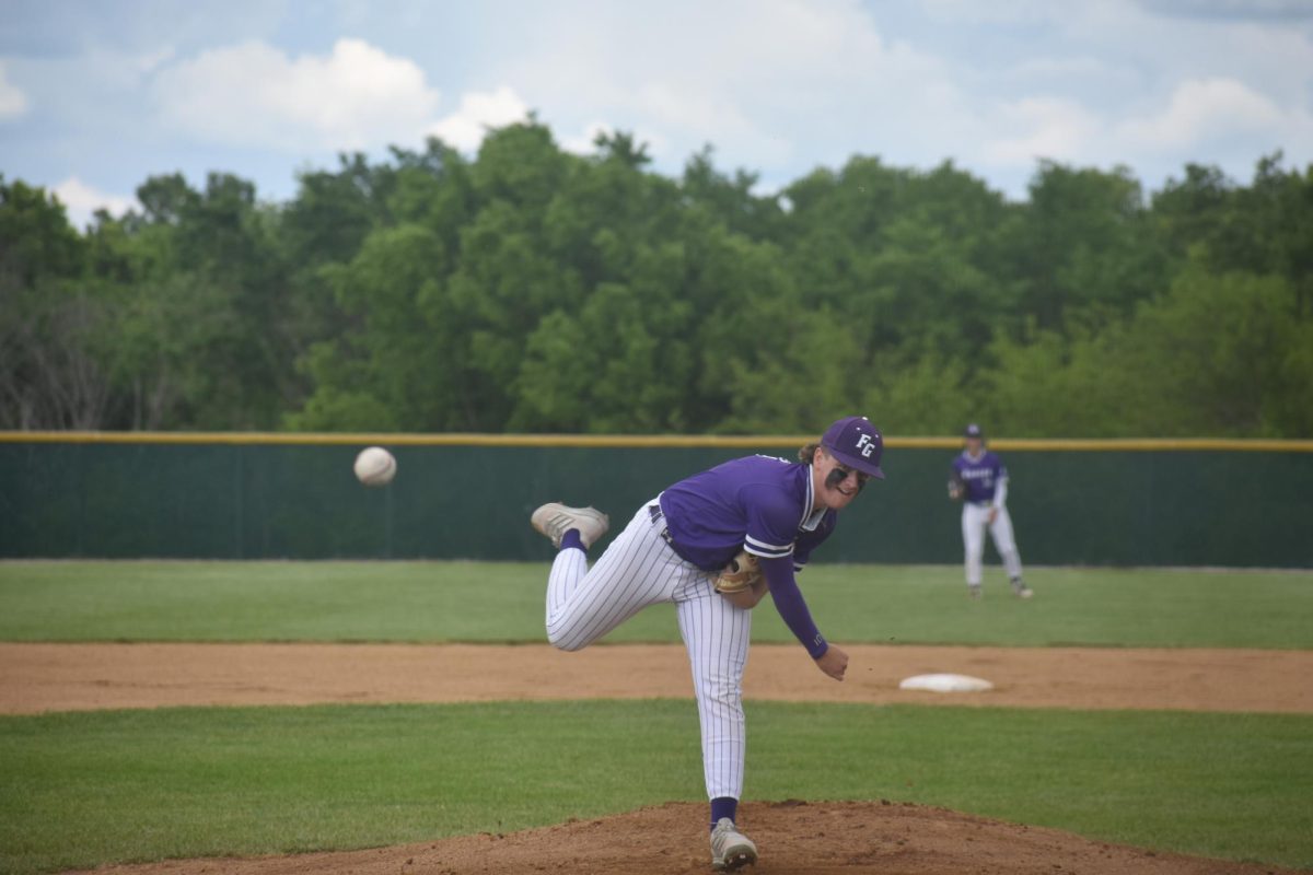 Brock Boatwright (12) pitching in a game against Hillcrest on May 12th. 