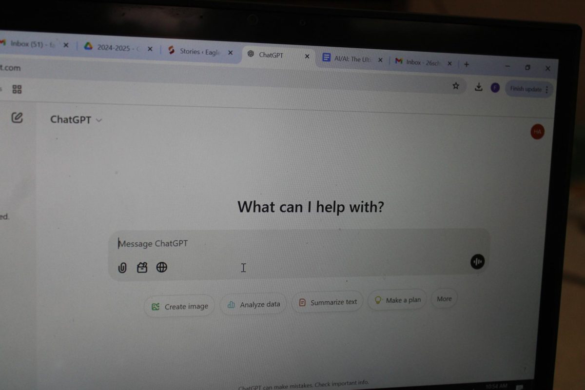AI app called Chat GPT is pulled up on a laptop.