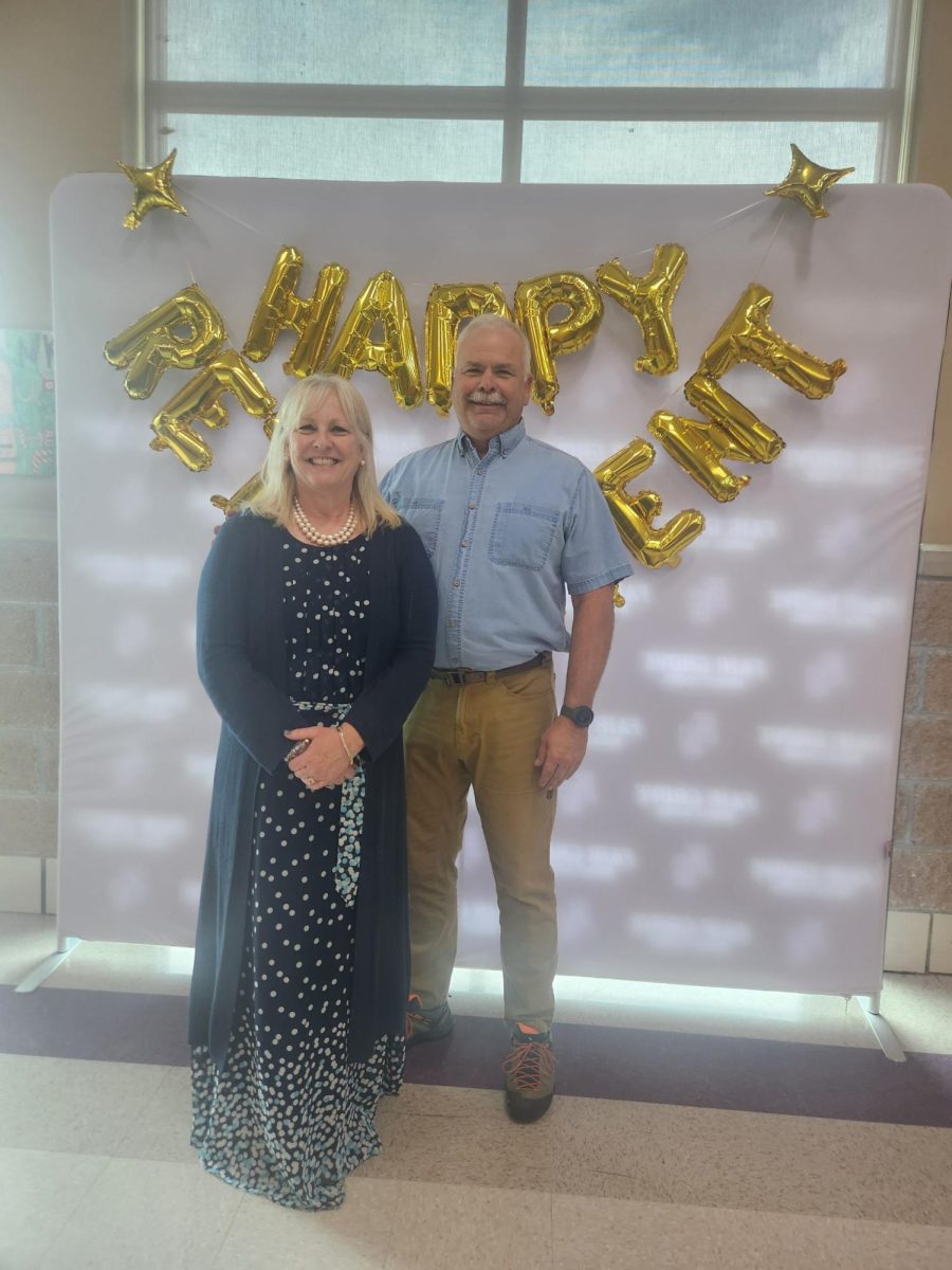 Teresa Hartman and her husband Ron Hartman at the retirement lunch on Monday, May 19th, 2025.
