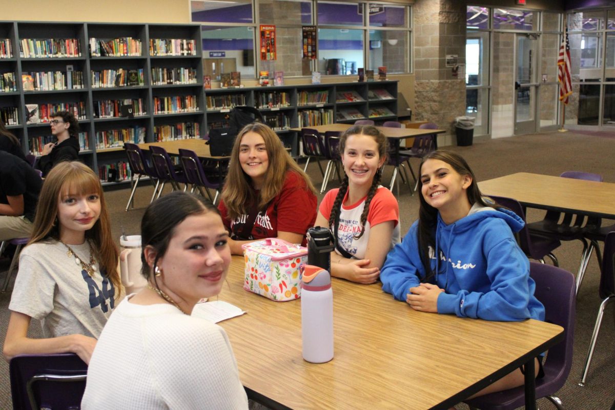 STUCO members from left to right: Keira Marion-Swan (9), Kaylee Williams (9), Megan Bright (10), Lacie Workman (10), and Alice McMains (11) at the September 2nd, 2025 STUCO meeting. 