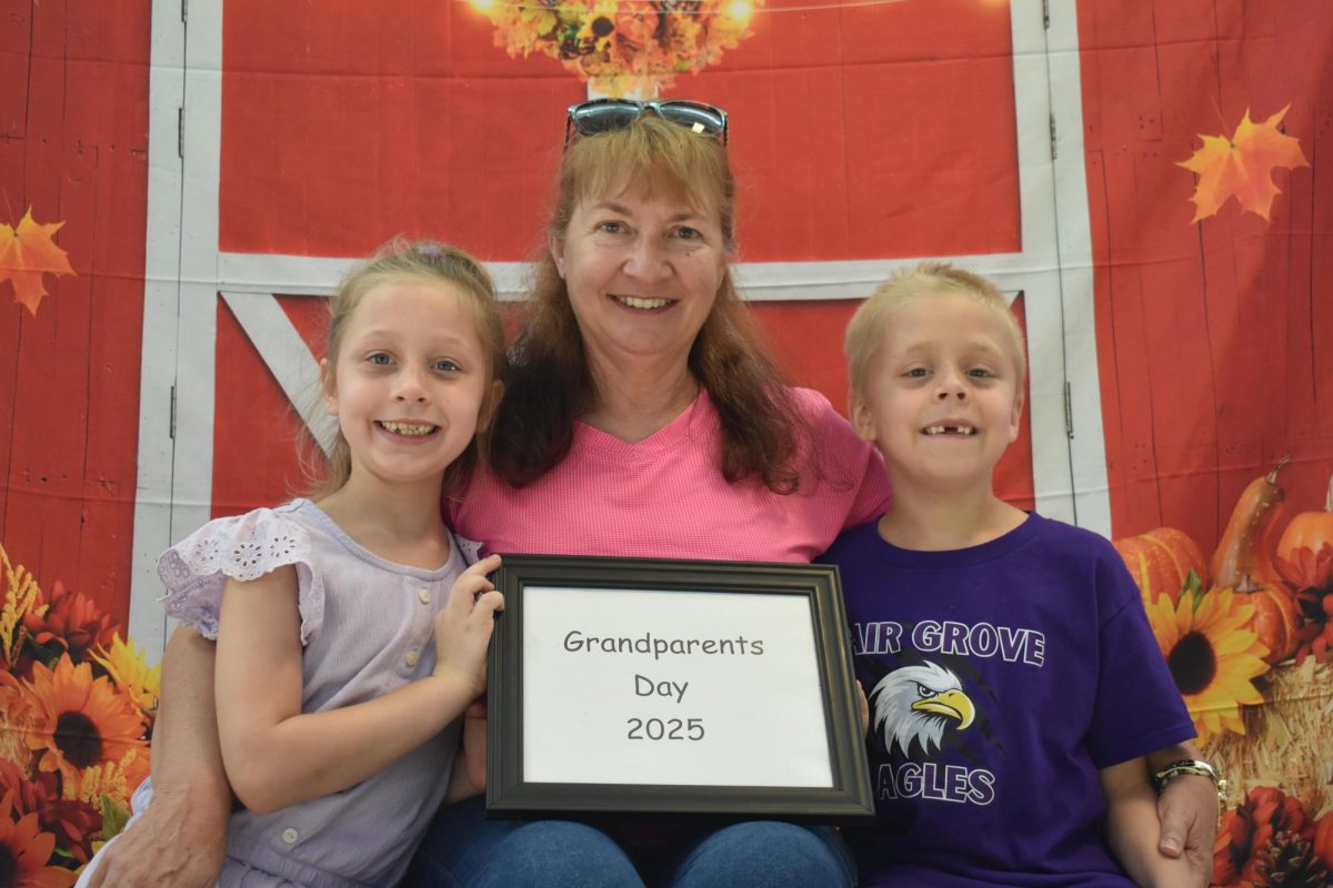 PTO is in charge of running Fair Grove Elementary's Grandparents Day Event. At Grandparent's Day, Project Grad and Fair Grove News combined to take photos for all that attended the event. 
From left to right: Sophie Kisling (1), Cindy Fast, and Levi Kisling (3)