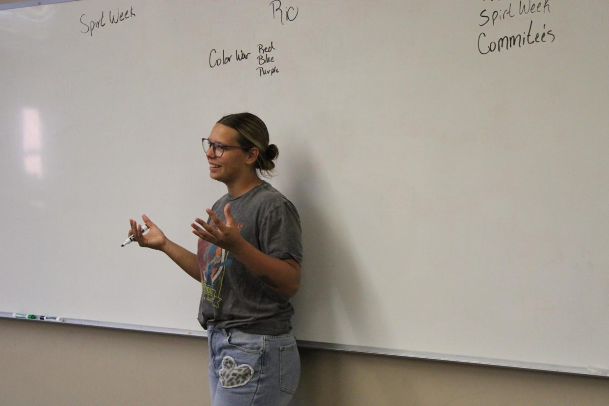 Brylee Mallard (11) at Fair Grove High School STUCO meeting talking to the rest of the members. This meeting was on September 2nd, 2025.