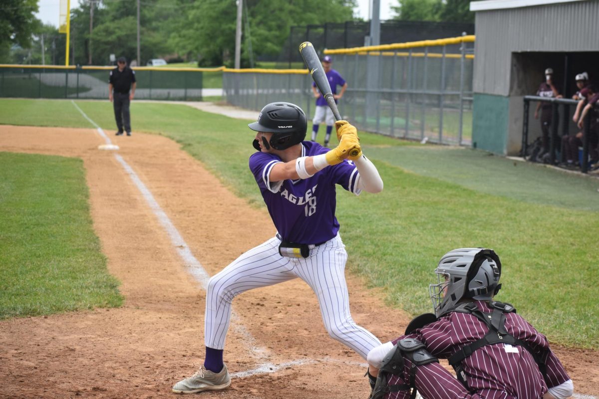 Macklen Johnson (12) up to bat against the Seymour Tigers at the 05/19/2025 district game. The game was at home and Fair Grove won 6-5.