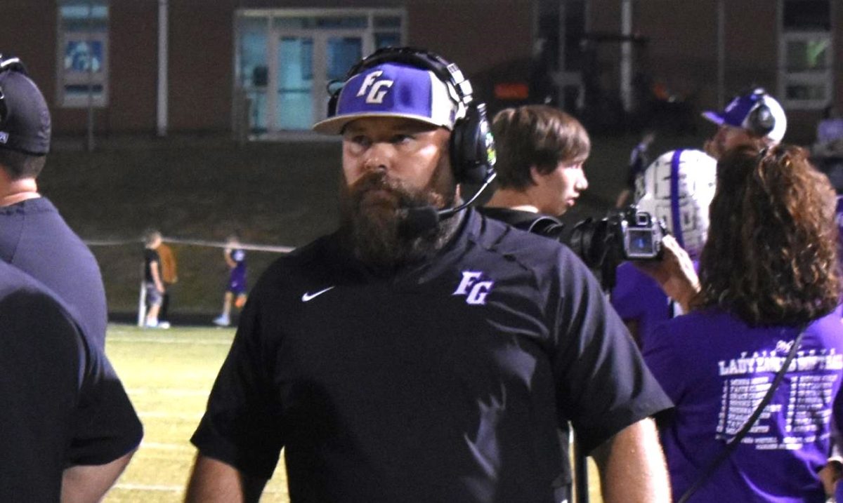 Coach Voorhis coaching the Eagles in a game against the Forsyth Panthers on September 15, 2023.
